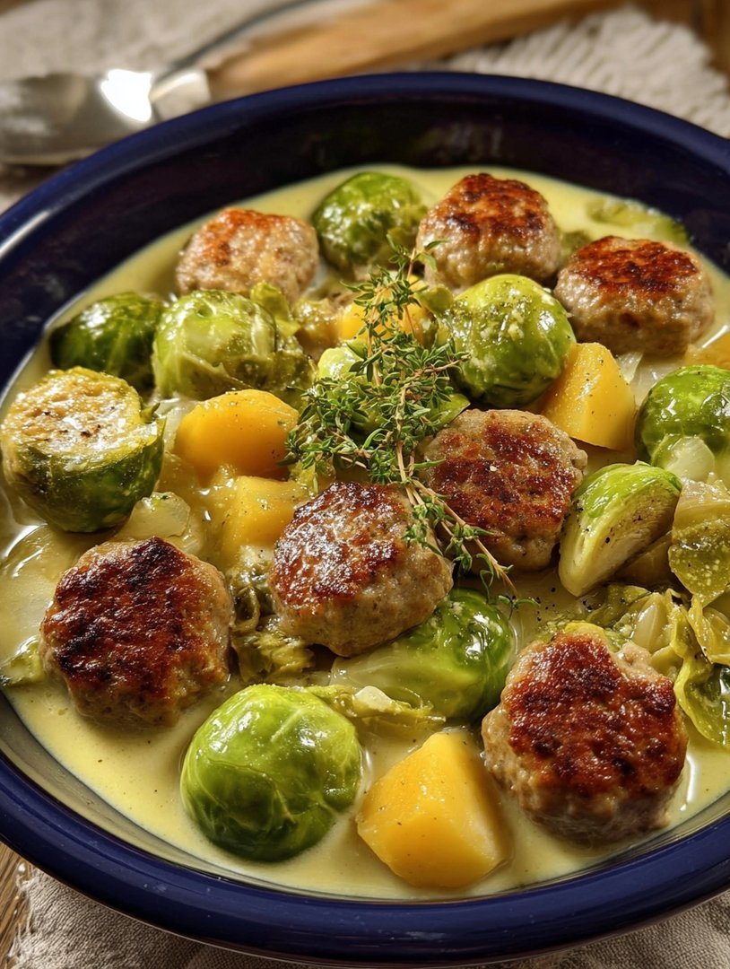 Herzhafter Rosenkohleintopf mit Hackbällchen image 2