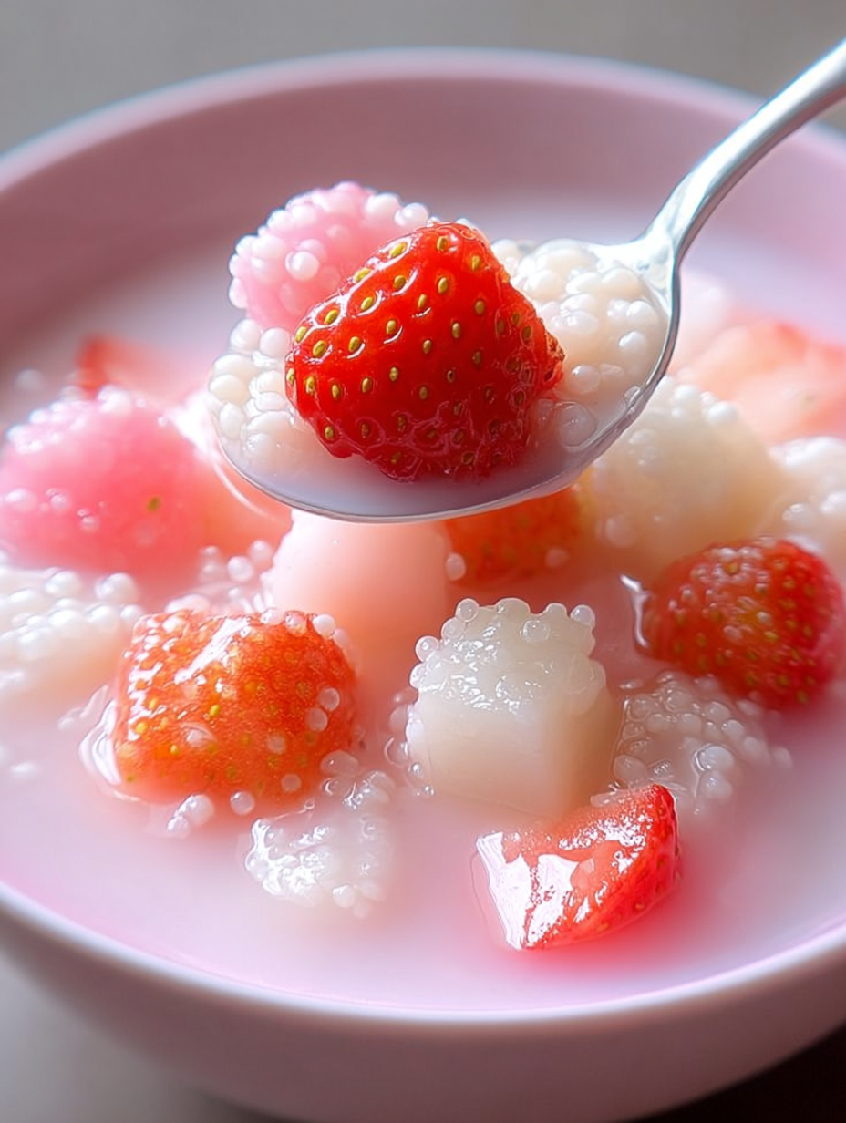 Cremiges Erdbeer-Kokos-Tapioka-Dessert image 2