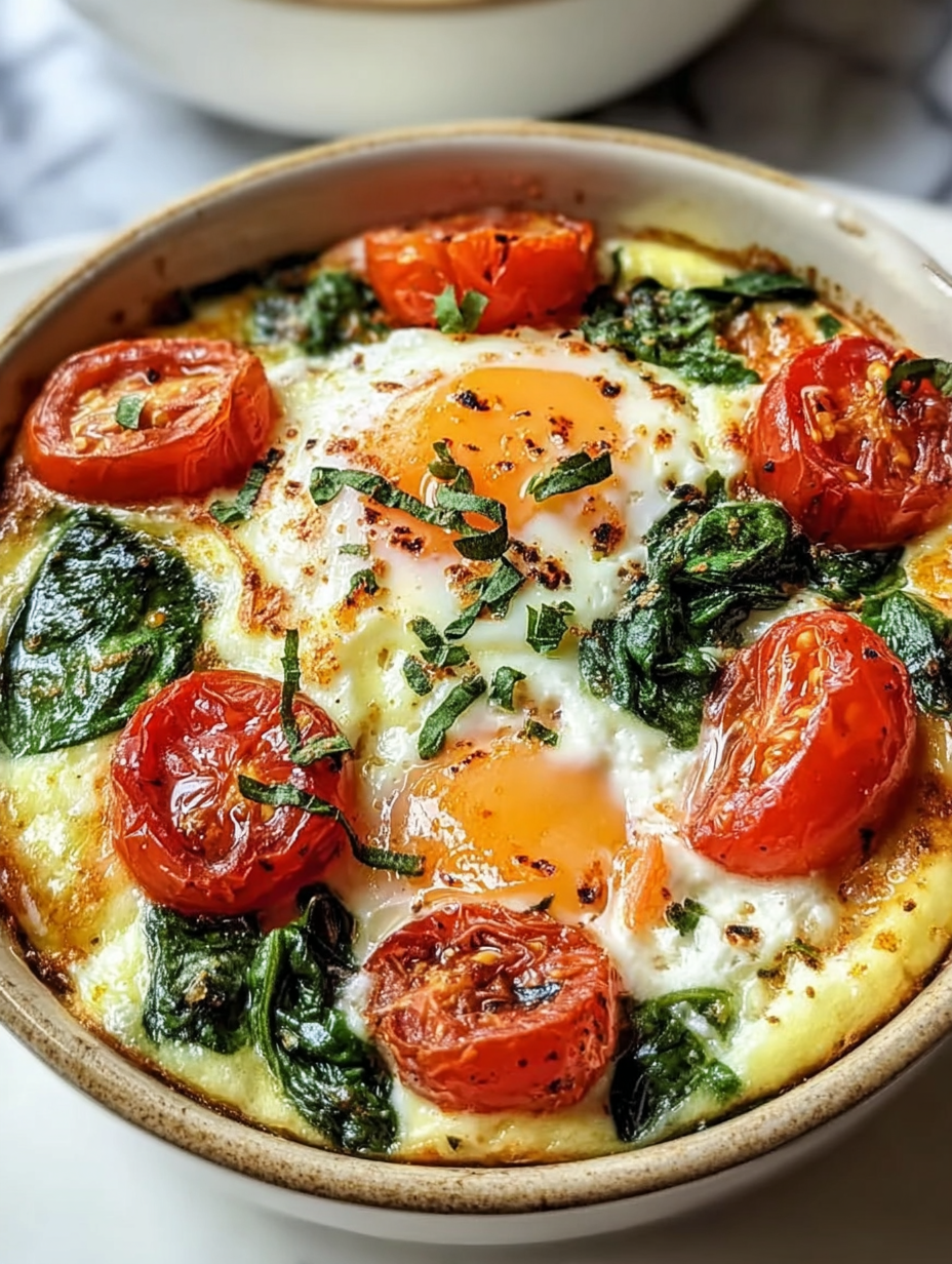 Gebackene Feta-Eier mit Spinat und Tomaten image 2