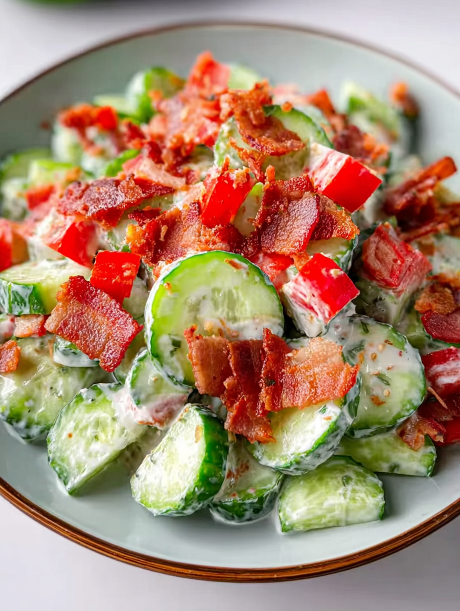Gesunder Gurkensalat mit Truthahnspeck de dinde image 2