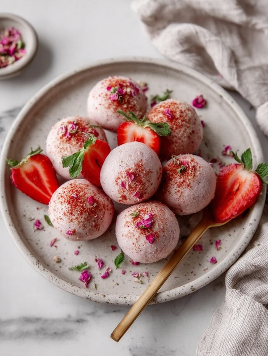 Proteinbällchen mit Erdbeer-Käsekuchengeschmack (ohne Backen) image 2