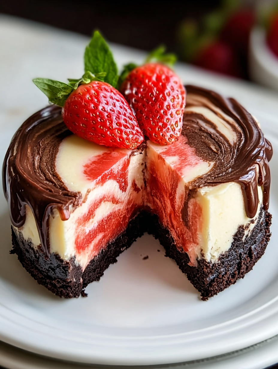 Schokoladen-Erdbeer-Swirl-Käsekuchen image 2