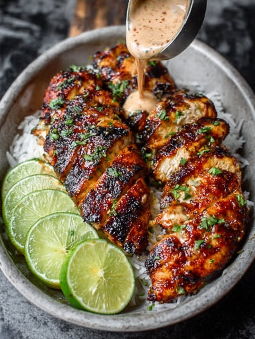 Süß-scharfe Hähnchenbrust mit cremiger Kokos-Limetten-Glasur image 2