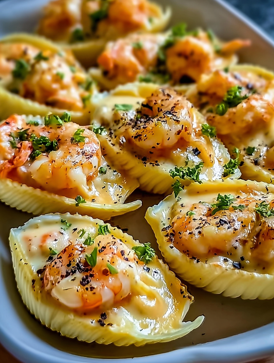 cremige, mit Meeresfrüchten gefüllte Muscheln image 2