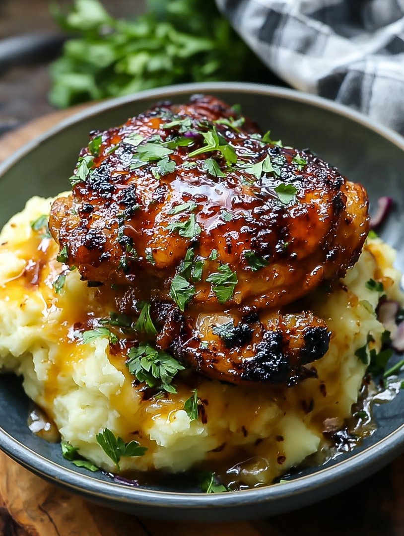 Chipotle-Honig-Hähnchenschenkel, reich an Protein, und cremiges Kartoffelpüree mit geräuchertem Gouda für ein unvergleichliches Geschmackserlebnis image 2