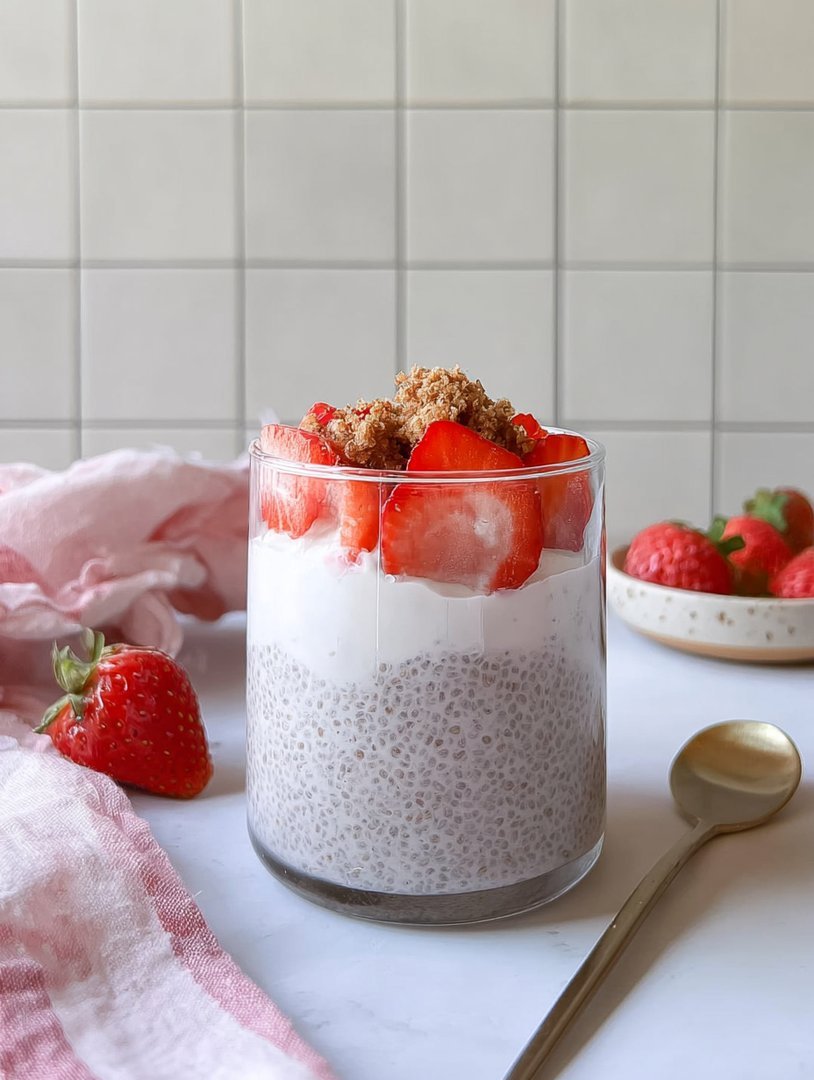 Erdbeer-Käsekuchen-Chia-Pudding 🍓🍰 image 2