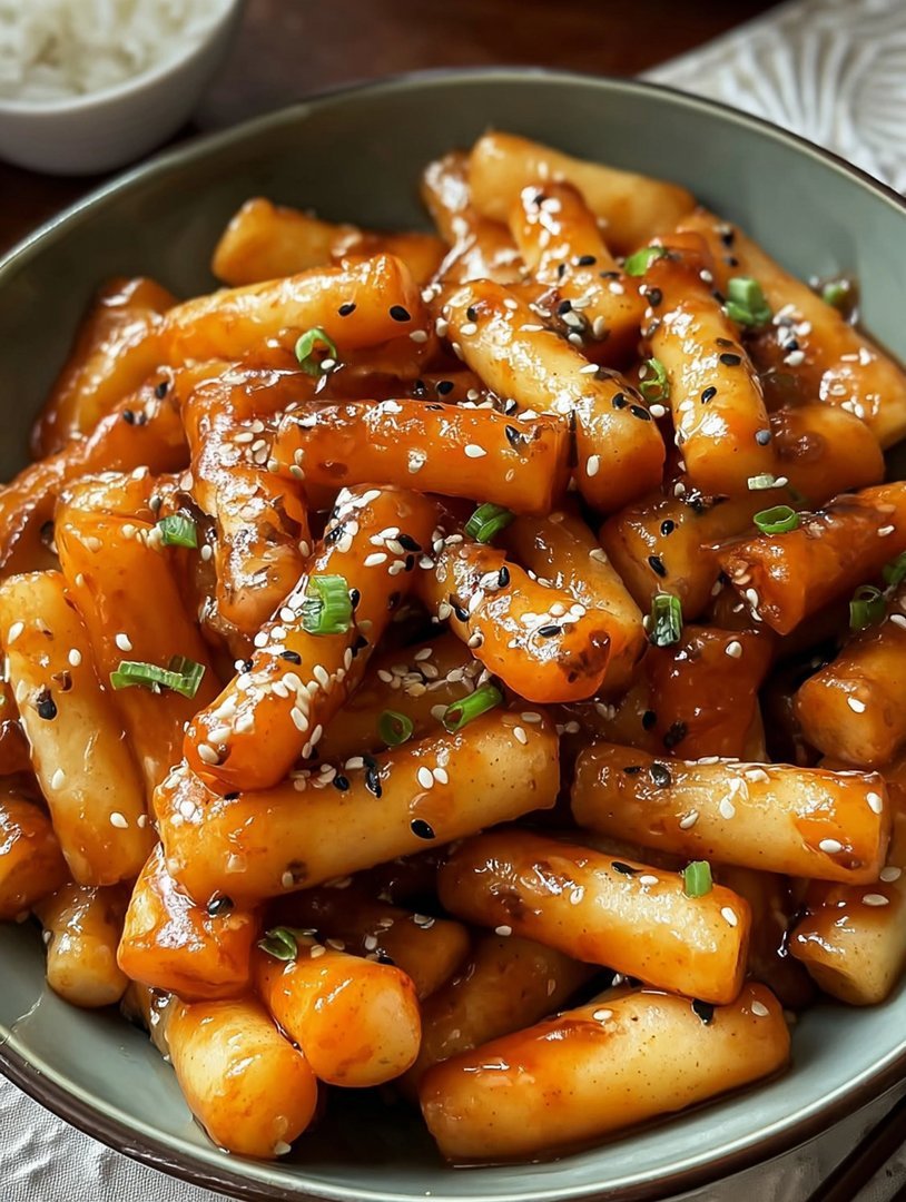 Koreanische gebratene Reiskuchen mit süßer Butterglasur image 2